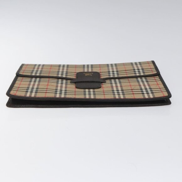 Burberrys Nova Check Clutch Bag Canvas Beige Brown Auth 114735 - Picture 7 of 12